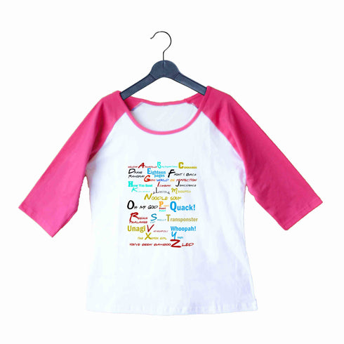 4 TV Series A-Z Custom Printed Graphic Design Raglan T-Shirt for Women